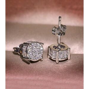 🆕 Cubic Zirconia Silver Plated Stud Earrings